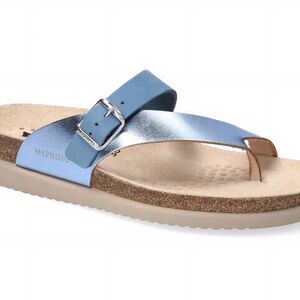 Mephisto Women's Helen Mix Sky Blue Metallic Leather Sandal 41